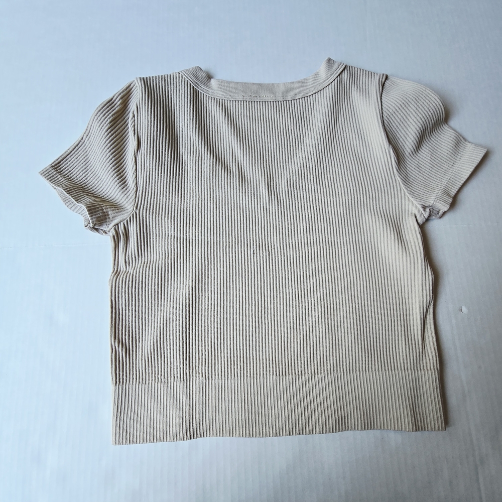 Cream Ribbed Girl's Top - Picture 2 of 4